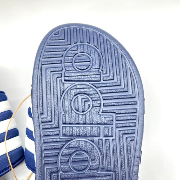 Adidas Unisex Adissage Navy Blue And White Slip On‎ Slides Sandals Shoes - Picture 10 of 12
